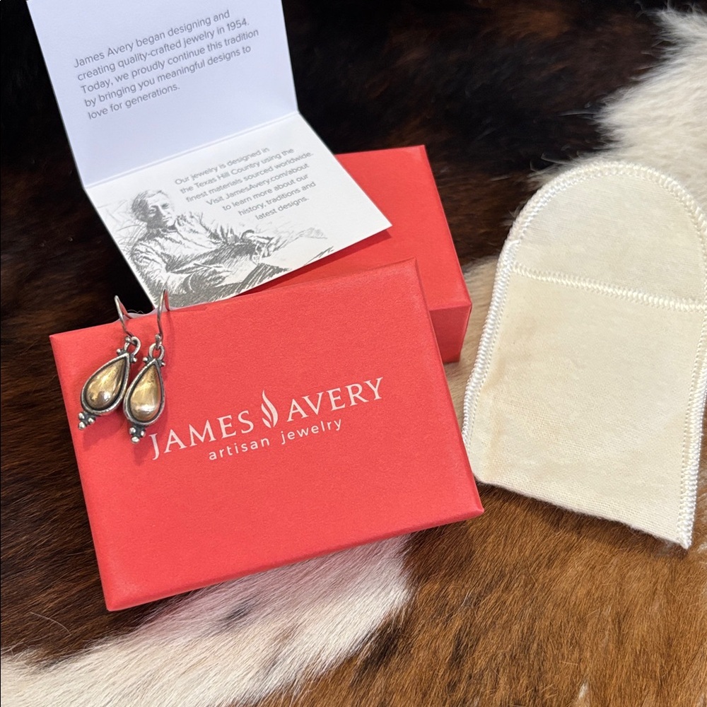 EXTREMELY RARE James Avery Two-Tone Teardrop Earrings Silver and Bronze